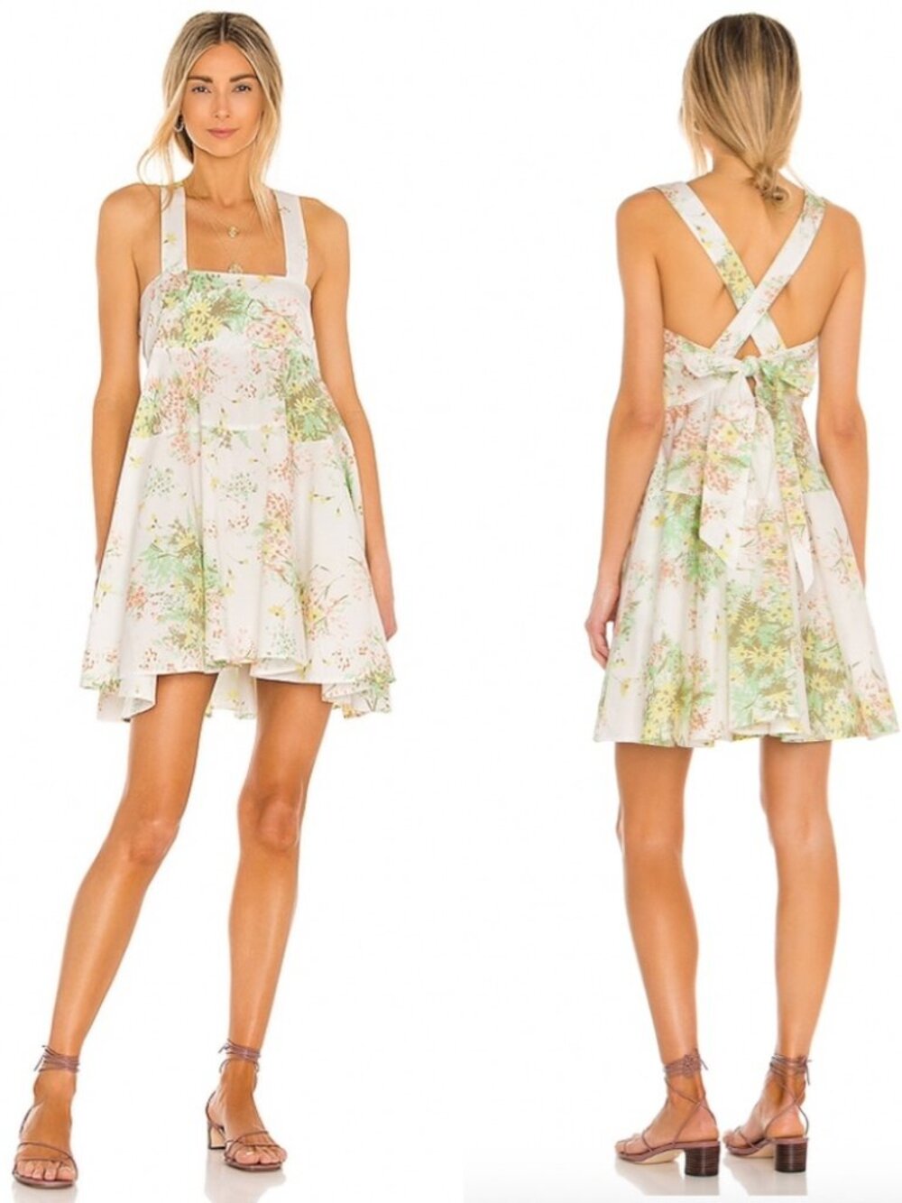 Free People Let The Sunshine In Mini Dress Sz S Floral Coquette Cottagecore